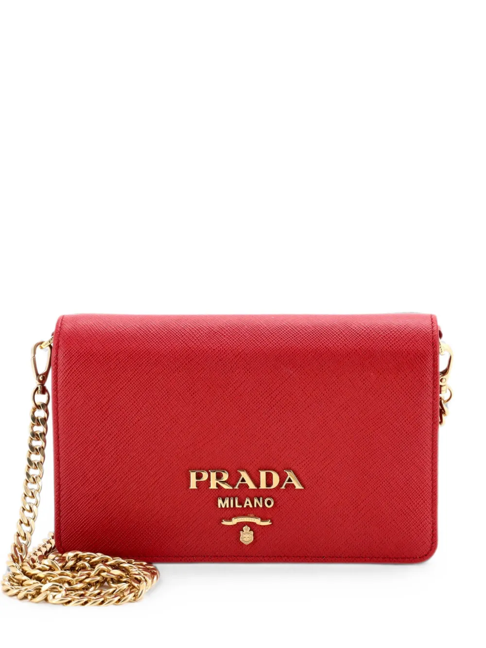Prada Pre-Owned Borsa a tracolla in pelle Saffiano con catena - Rosso