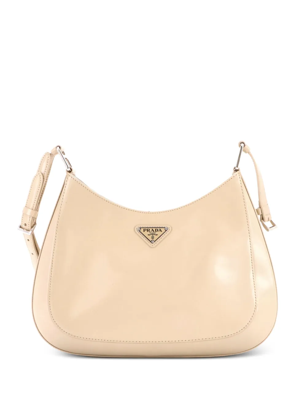 Prada Pre-Owned Große Cleo Spazzolato Schultertasche aus Leder - Nude