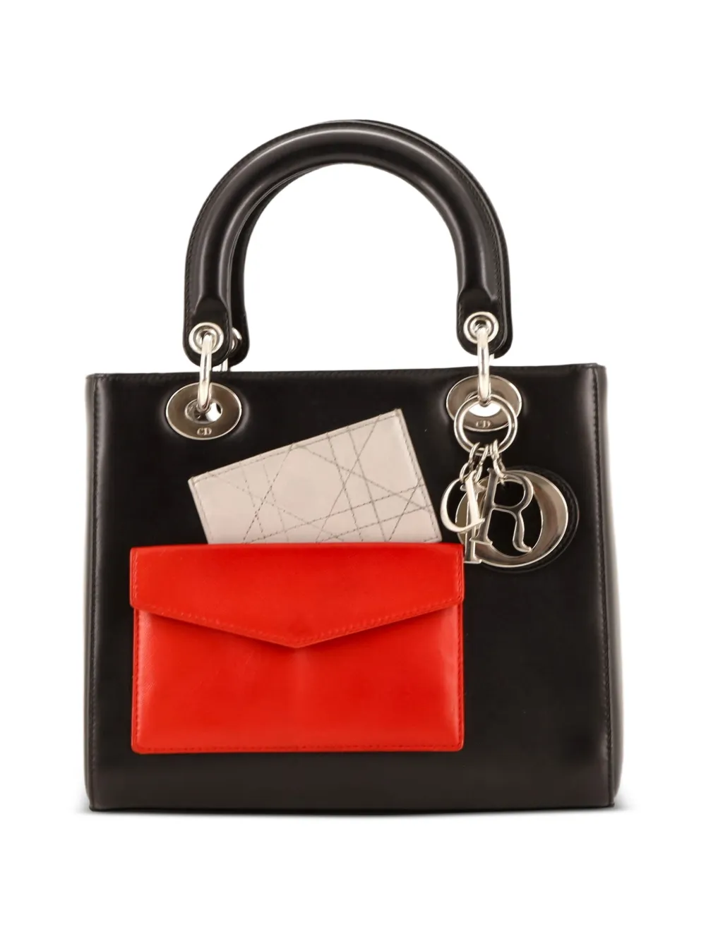 Christian Dior Pre-Owned Pockets Lady Dior Bag Leather Medium satchel - Black