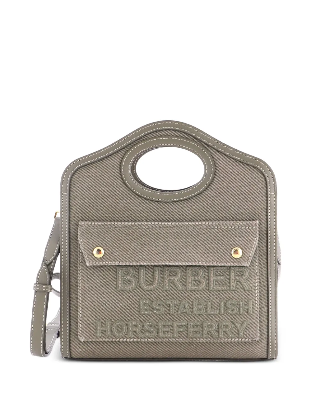 Burberry Pre-Owned Borsa a tracolla mini in pelle e tela con tasca e logo - Verde