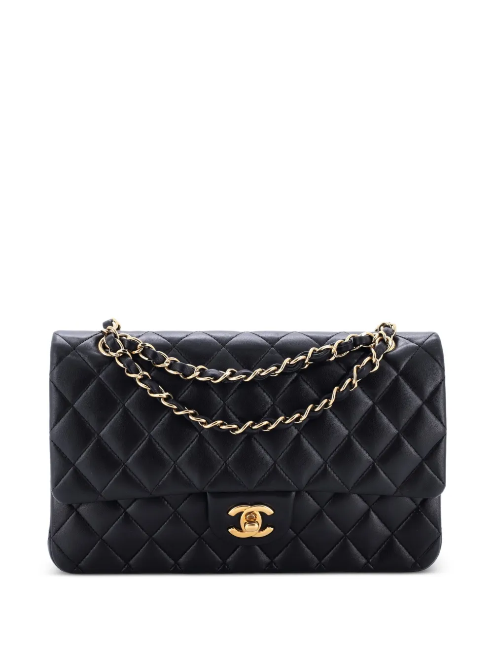CHANEL Pre-Owned Classic Double Flap Bag Quilted Lambskin Medium shoulder bag - Black
