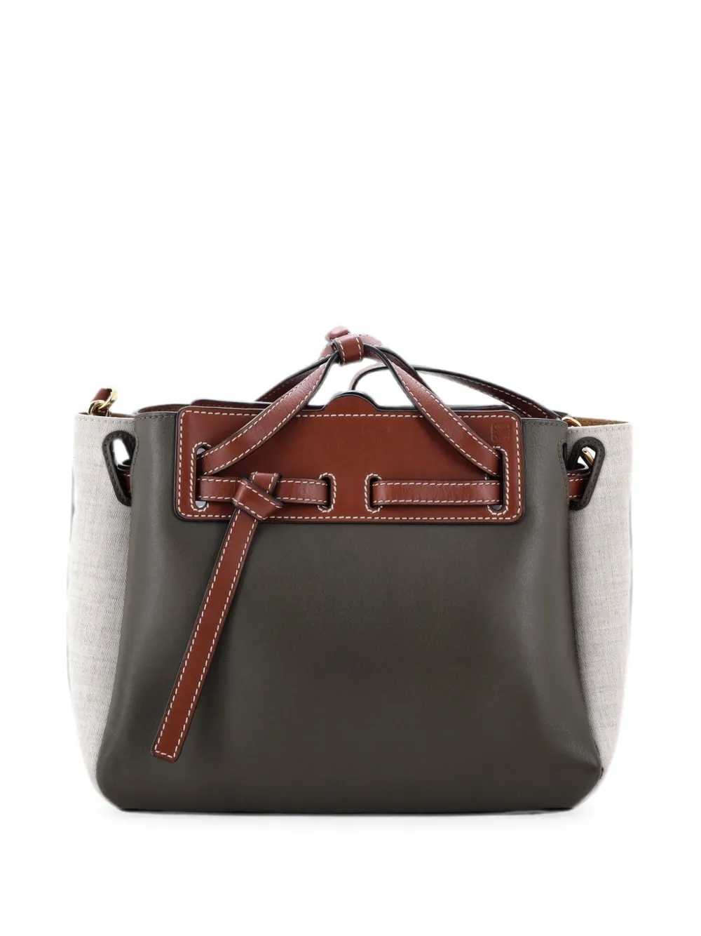 Loewe Pre-Owned Borsa a tracolla Lazo mini in pelle e tela - Verde
