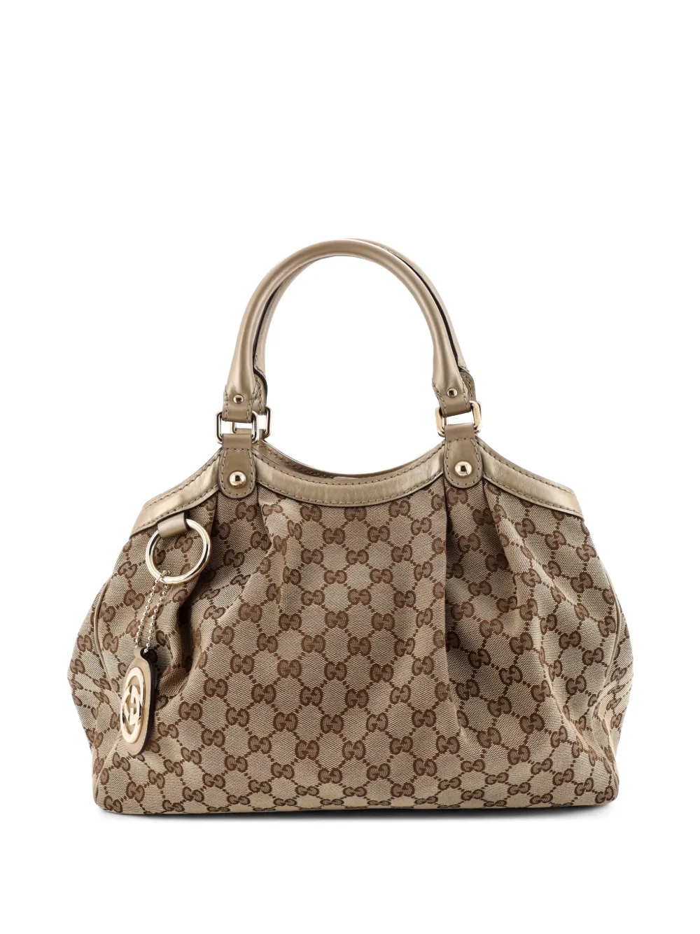 Gucci Pre-Owned Borsa tote Sukey media in tela GG e pelle - Marrone