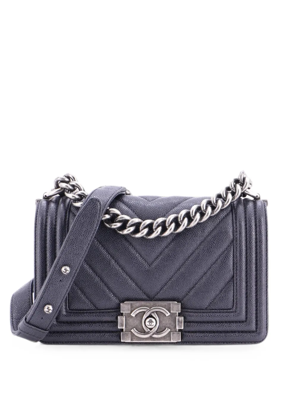 CHANEL Pre-Owned Boy Flap Bag Chevron Caviar Small crossbody bag - Black