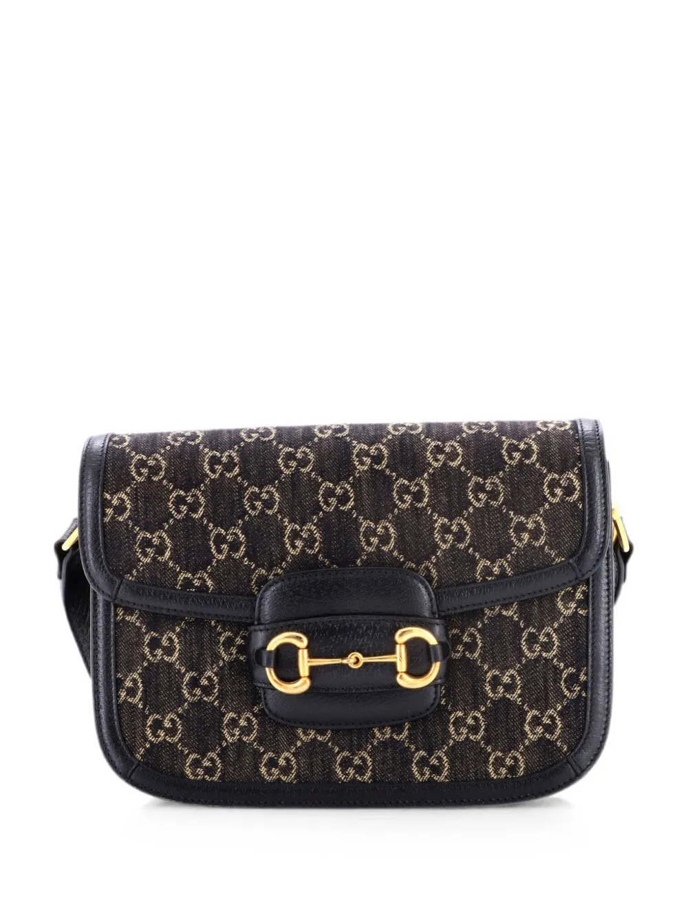 Gucci Pre-Owned Borsa a spalla Horsebit 1955 GG denim piccola 1955 - Nero