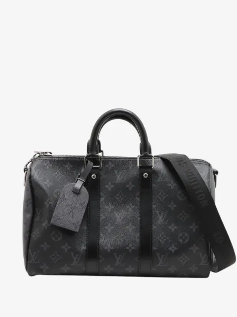 Louis Vuitton Pre-Owned 2021-2026 Monogram Eclipse Keepall Bandouliere 35 satchel