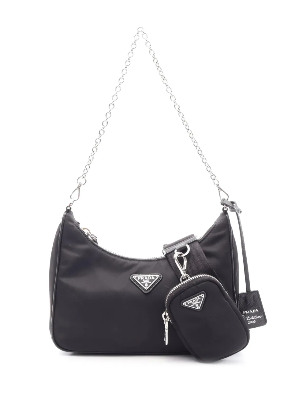 Pre-owned Prada 2019-2026 Saffiano Trimmed Re Nylon Re Edition 2005 Satchel In Black