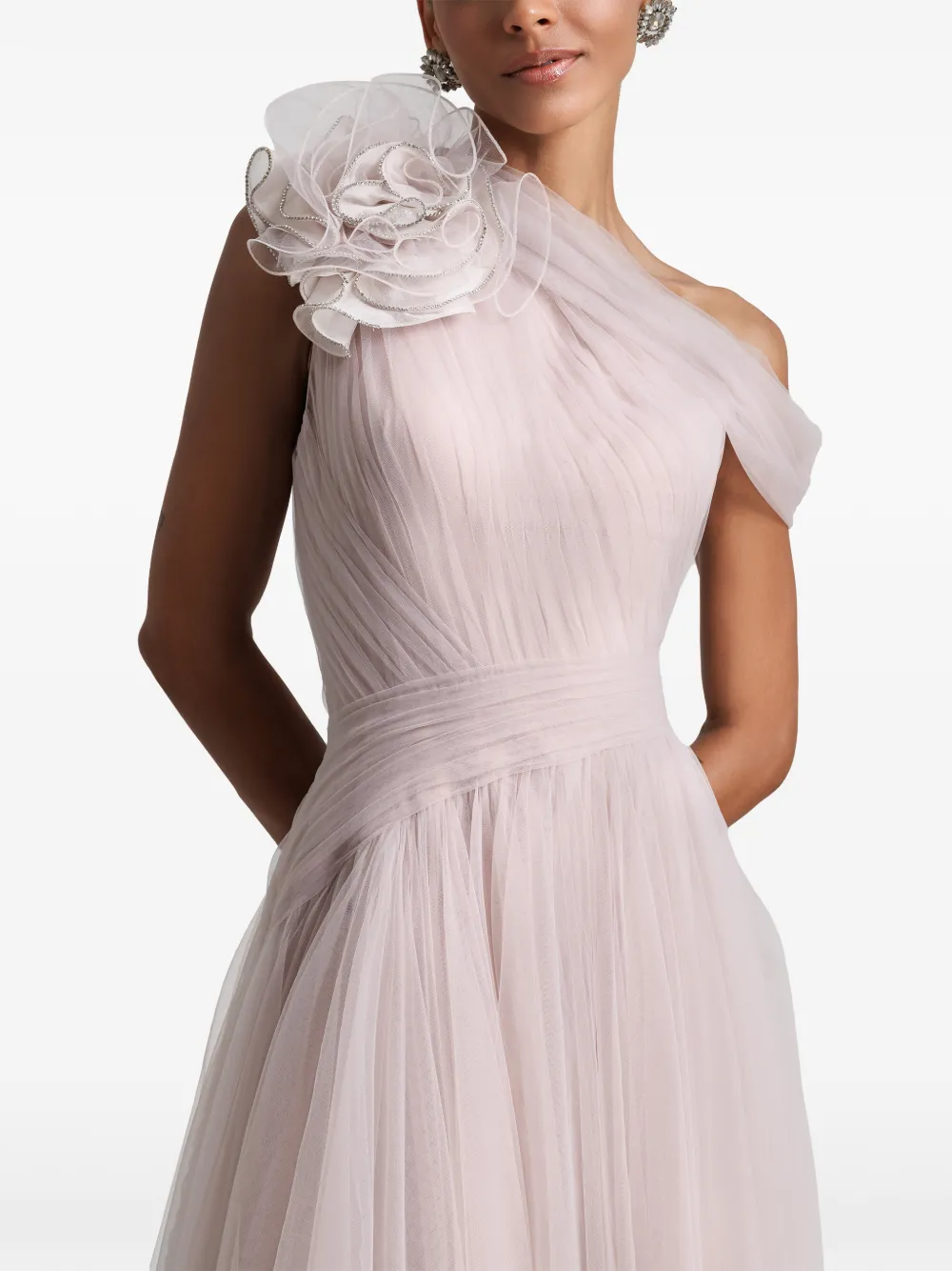 Gemy Maalouf Asymmetrische jurk met bloemendetail Roze