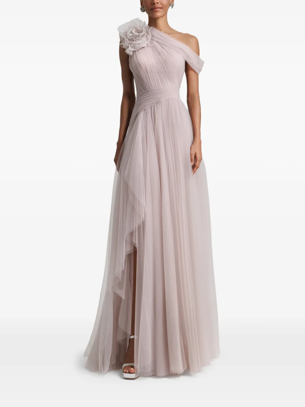 Gemy Maalouf Asymmetrische jurk met bloemendetail Roze