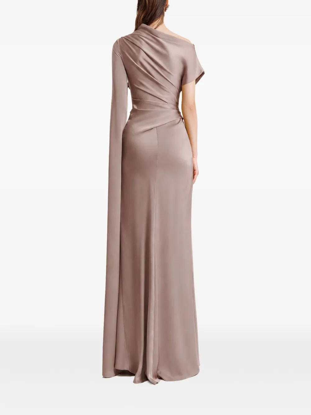 Gemy Maalouf Gedrapeerde jurk met asymmetrische hals Beige