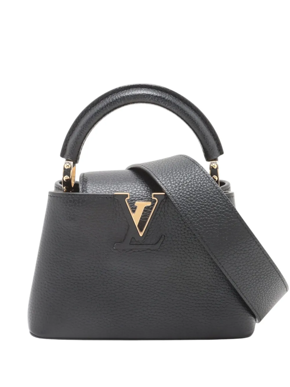 Louis Vuitton Pre-Owned Borsa a tracolla Capucines mini in pelle Taurillon 2021-2026 - Nero