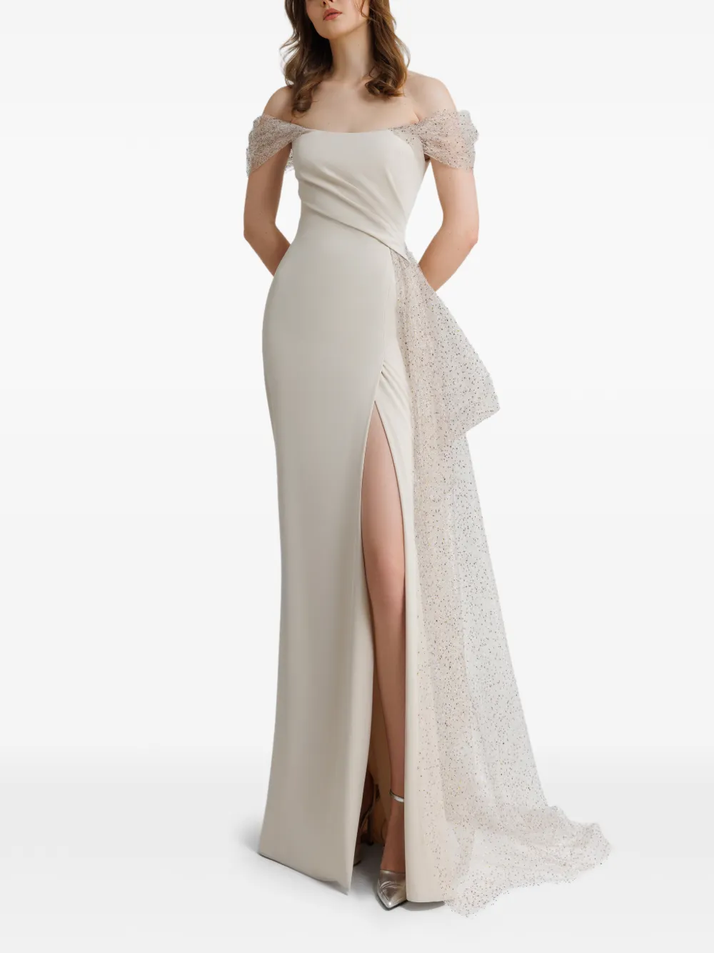 Gemy Maalouf Off-shoulder jurk Beige
