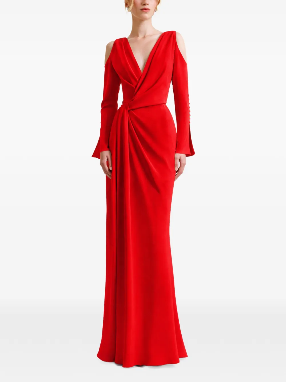 Gemy Maalouf draped cut-out dress Rood
