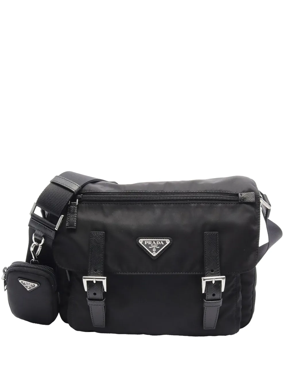 Prada Pre-Owned 2013-2026 Tessuto Kuriertasche mit Saffiano-Besatz und Schnalle - Schwarz