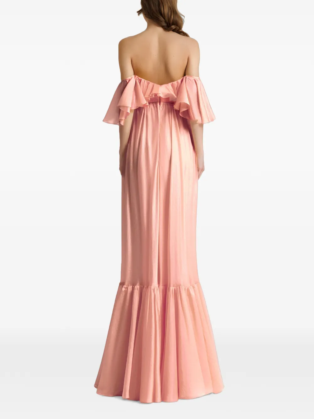 Gemy Maalouf Jurk met bloemdetail en ruches Roze