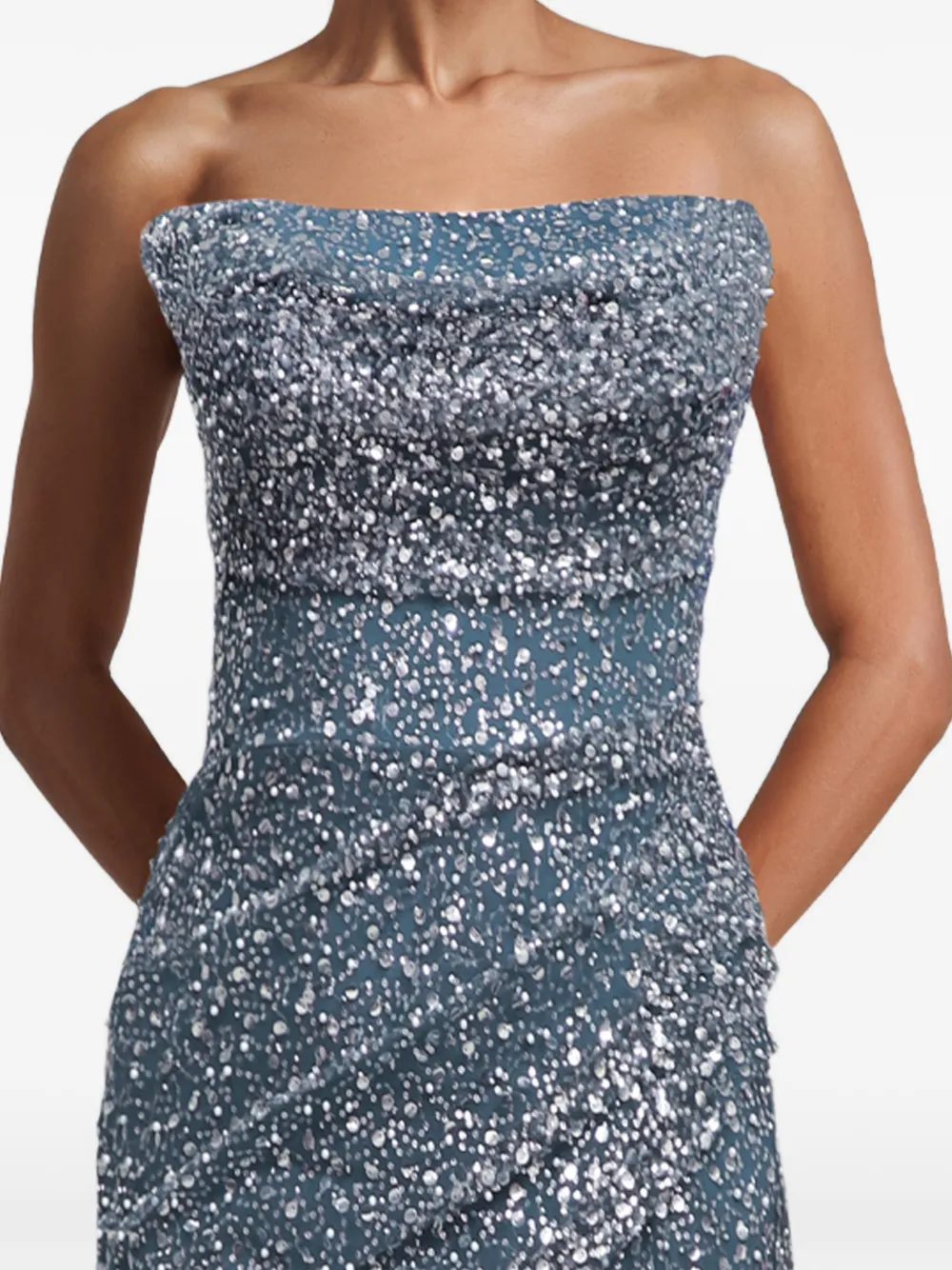 Gemy Maalouf Strapless avondjurk met borduurwerk Blauw