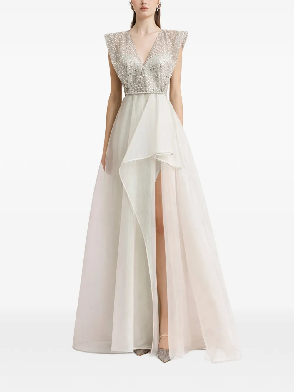Gemy Maalouf Jurk verfraaid met pailletten Beige