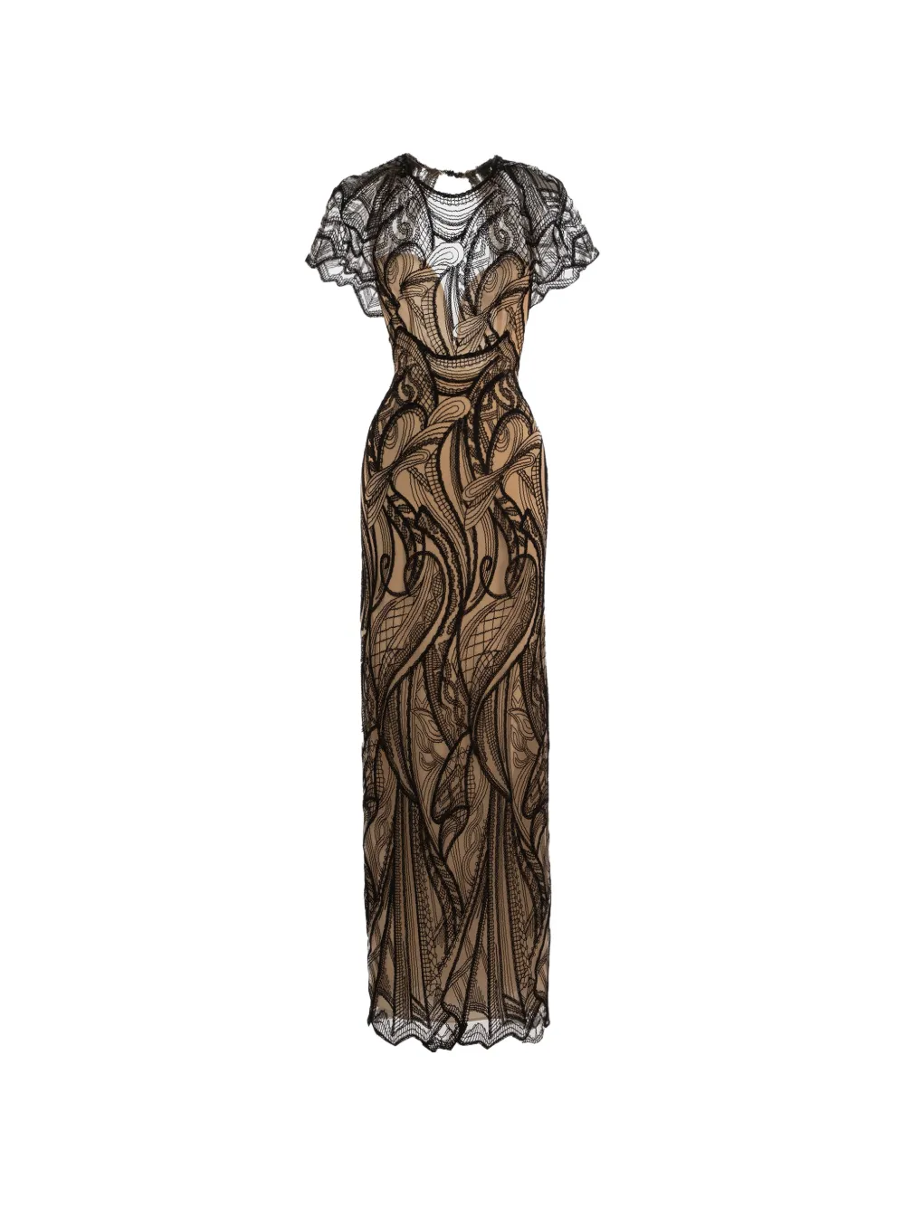 Gemy Maalouf Rückenfreies Kleid mit Spitze - Nude