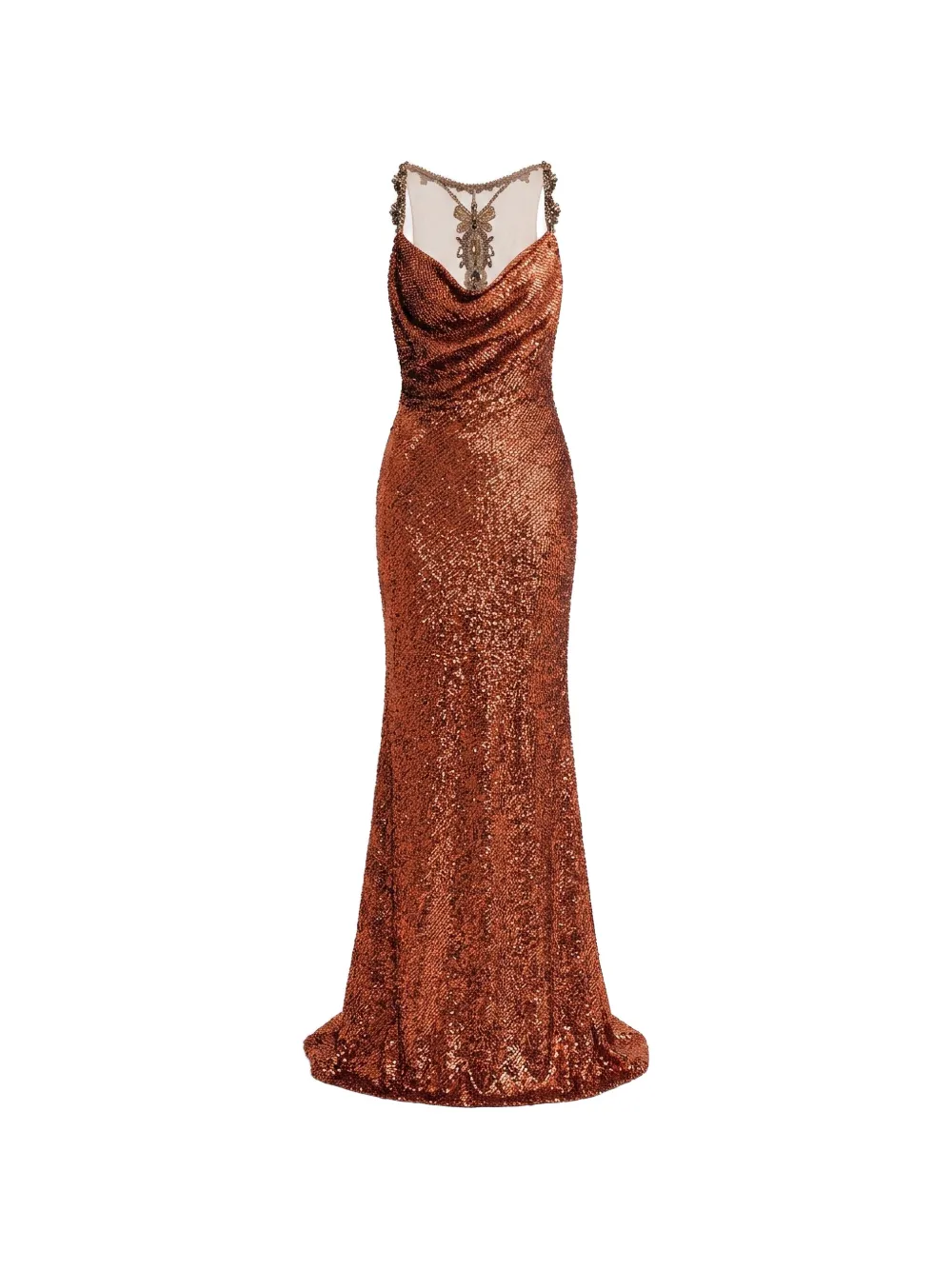 Gemy Maalouf sequin-embellished beaded-strap dress - Arancione
