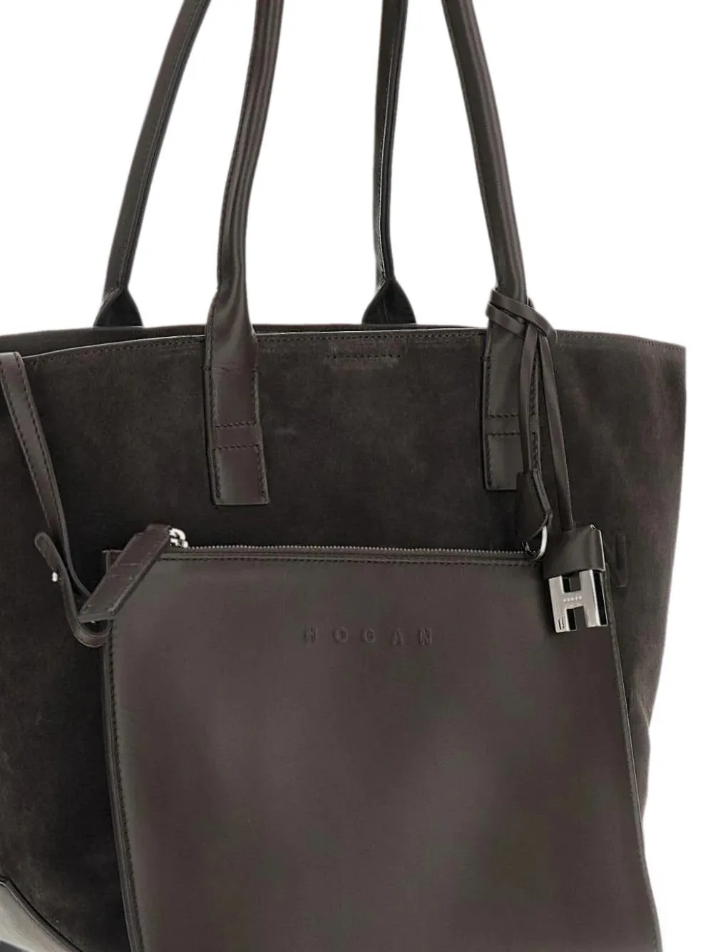Hogan Address kleine shopper met logo-reliëf Bruin