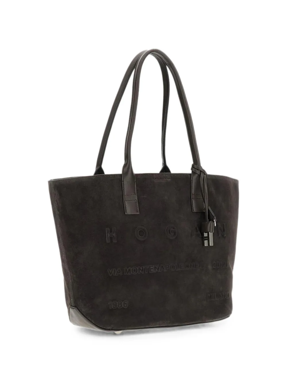 Hogan Address kleine shopper met logo-reliëf Bruin