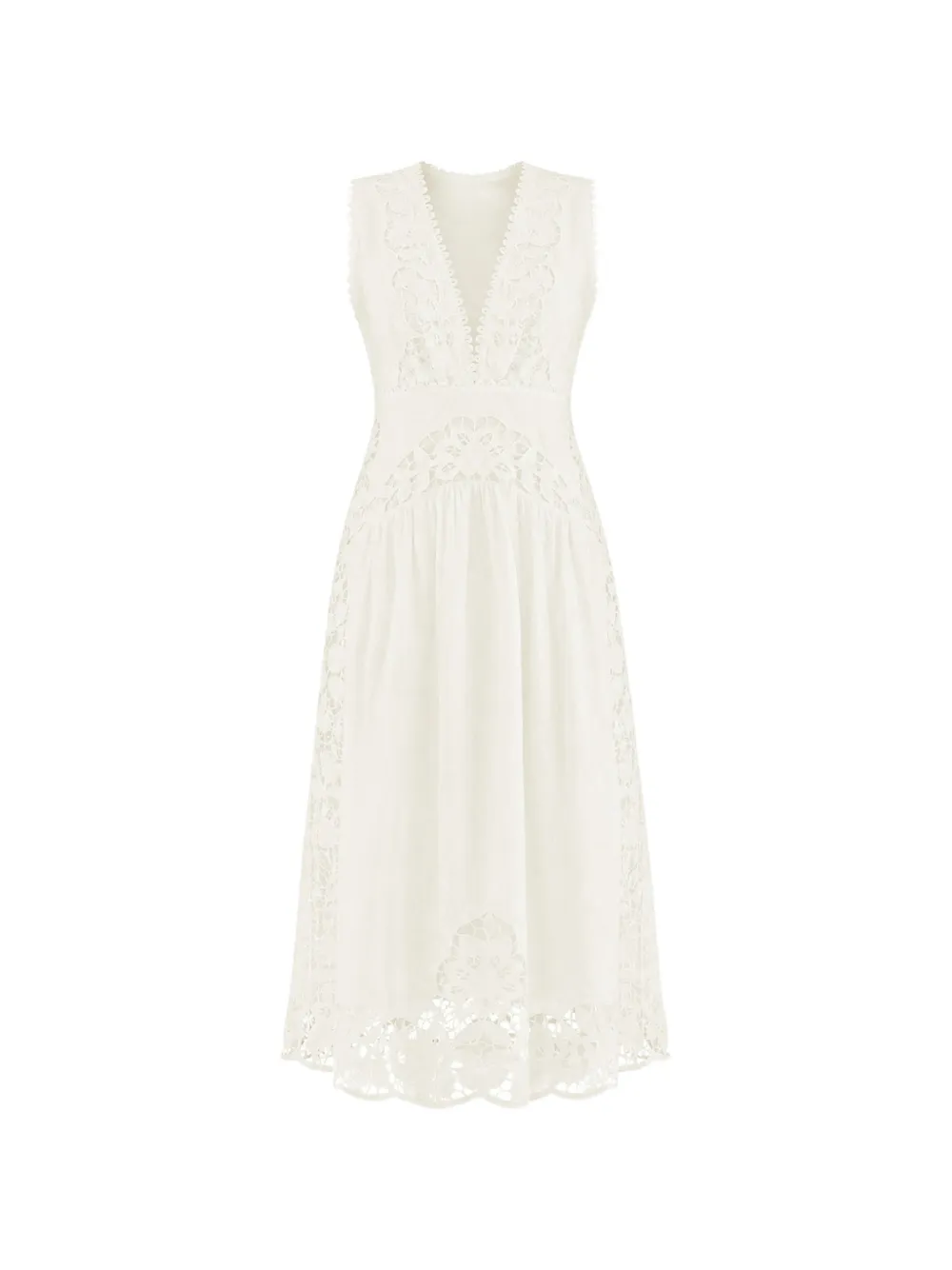 FARM Rio Richelieu sleeveless midi dress - White