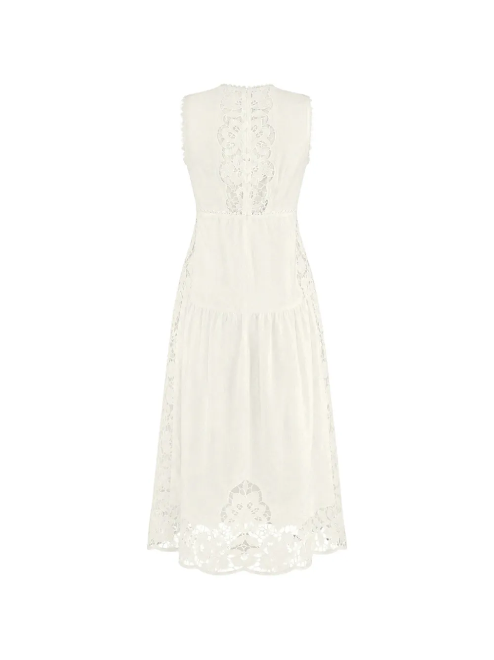 FARM Rio Richelieu mouwloze midi-jurk Wit