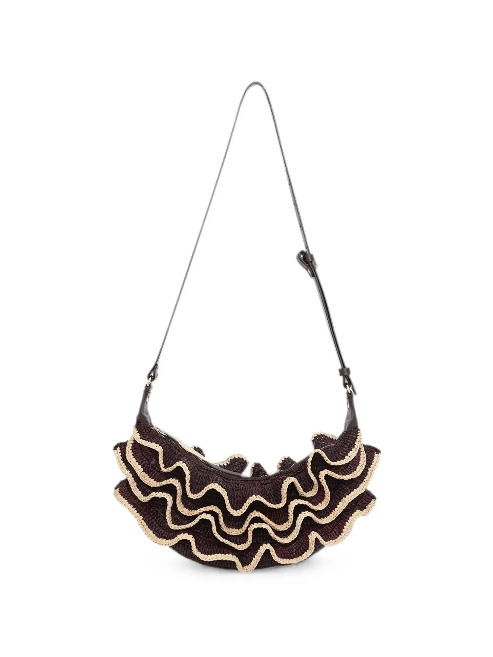 Zimmermann Goldentime Ruffled Shoulder Bag In Brown