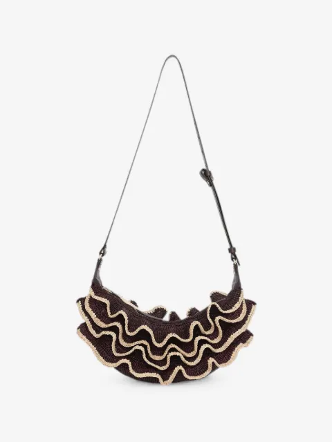 ZIMMERMANN Goldentime ruffled raffia shoulder bag