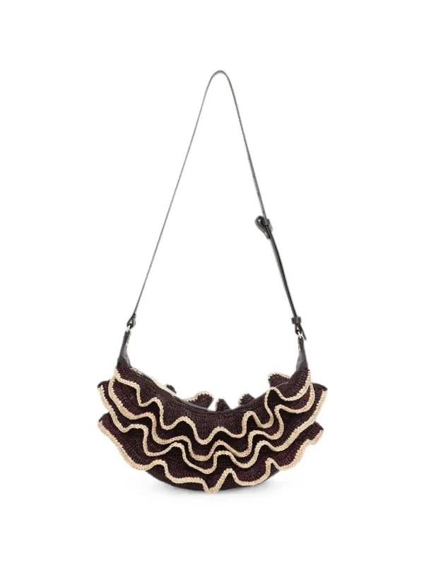 Zimmermann Goldentime Ruffle Shoulder Bag in Brown