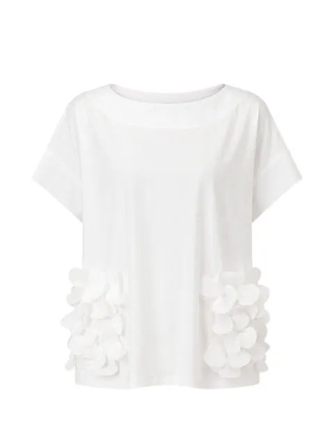 MeimeiJ floral-appliqué boat-neck T-shirt 