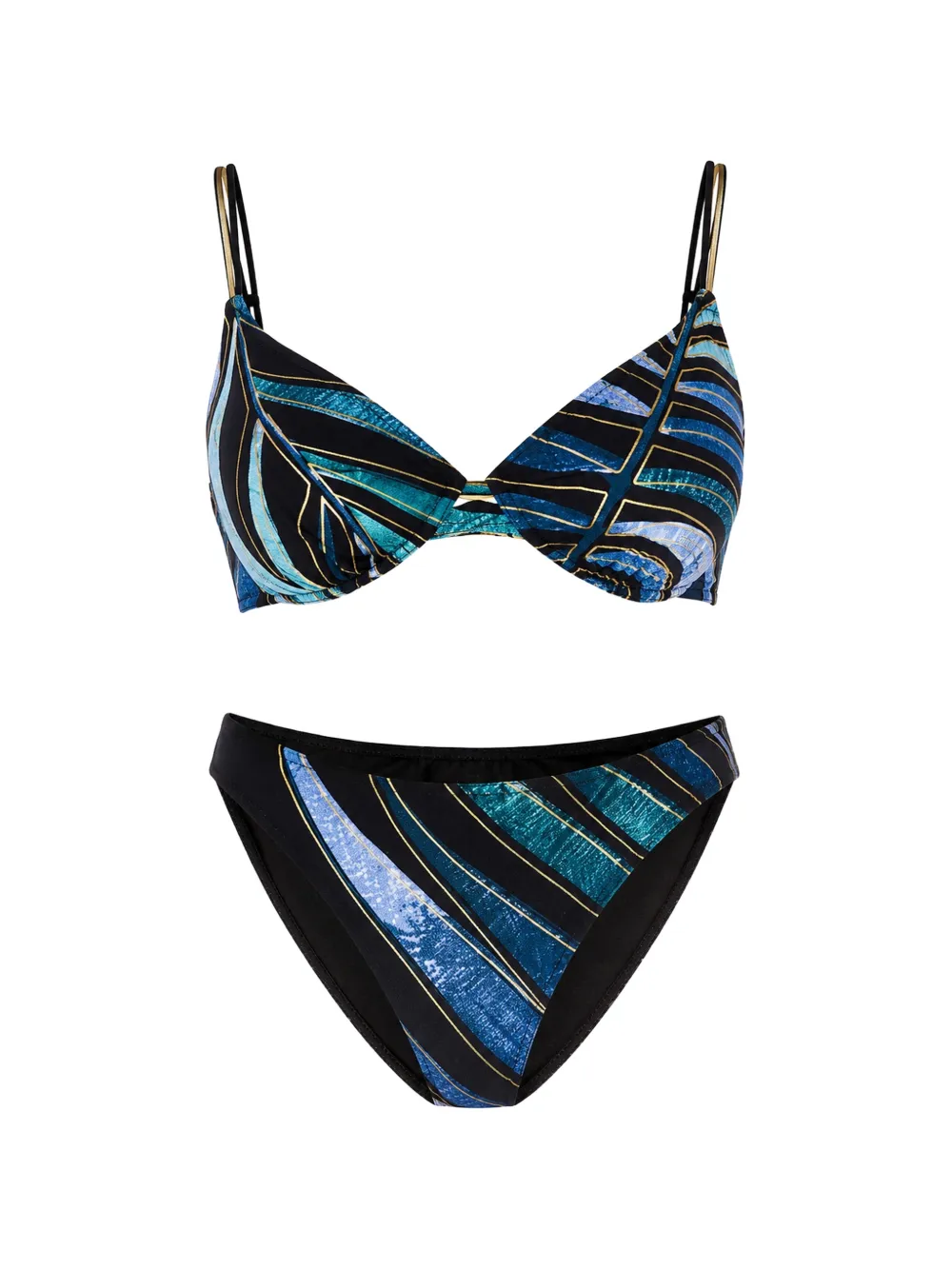 Gottex Willow leaf-print underwired bikini - Nero