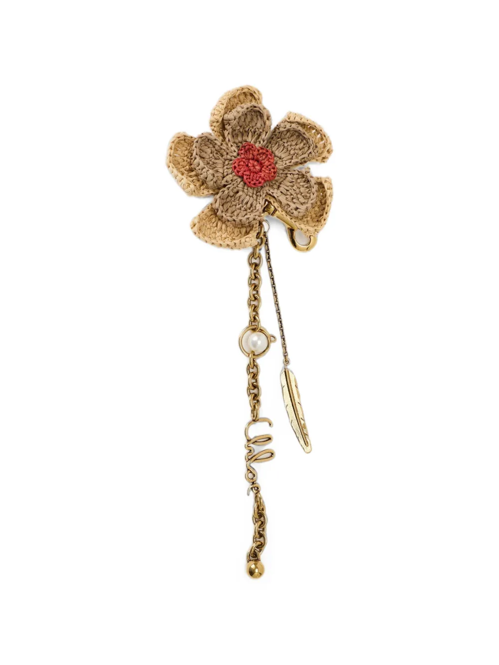Chloé crochet-flower charm bag accessory - Nude