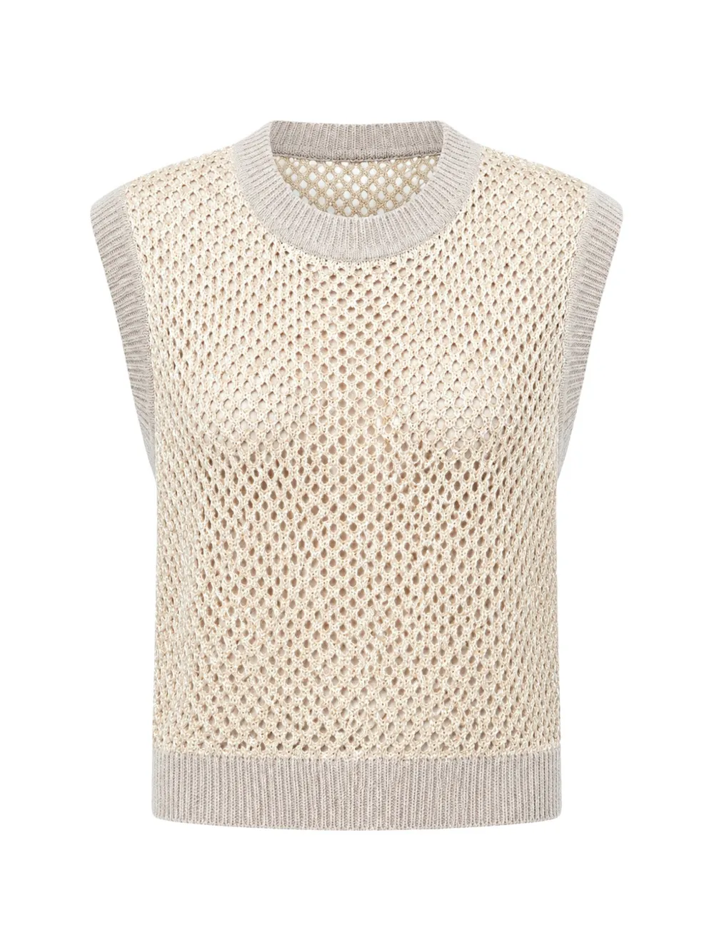 MAX ET MOI open-knit ribbed-trim sweater - Nude