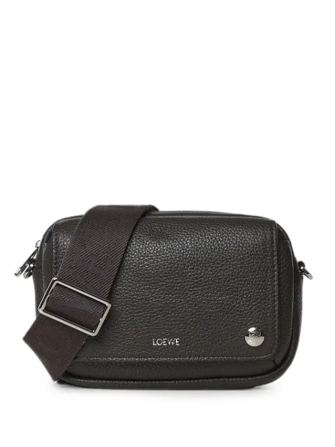 LOEWE logo-print pebbled messenger bag