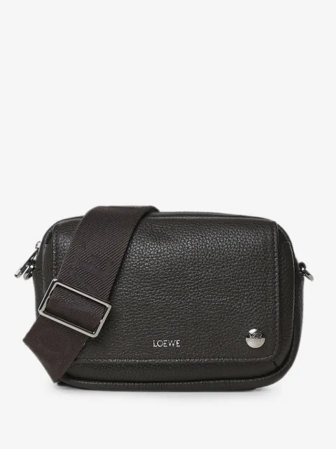 LOEWE logo-print pebbled messenger bag