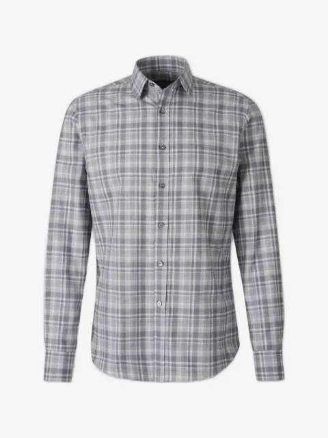 Canali cotton plaid shirt