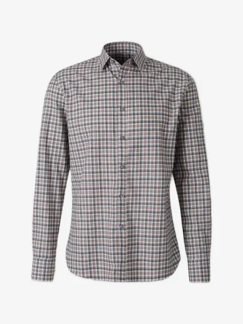 Canali cotton plaid shirt