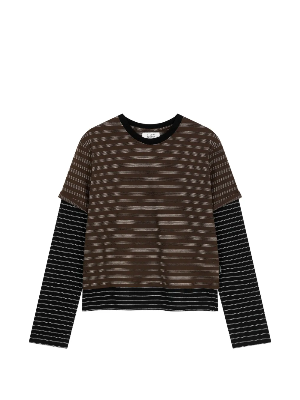 TOMBOY Gestreiftes Hemd im Layering-Look - Braun