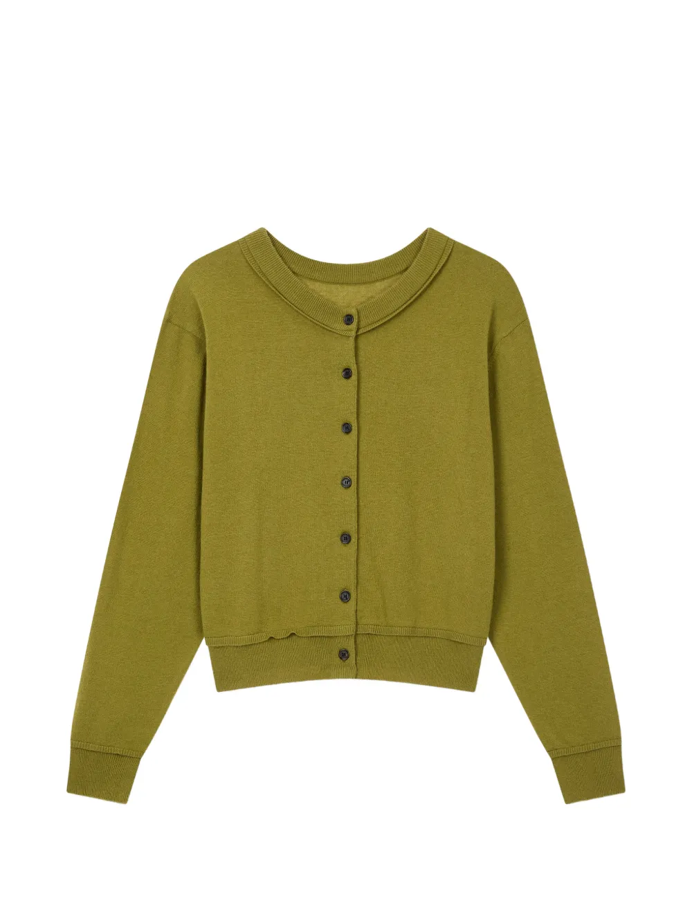 TOMBOY ribbed-trim round-neck cardigan - Verde