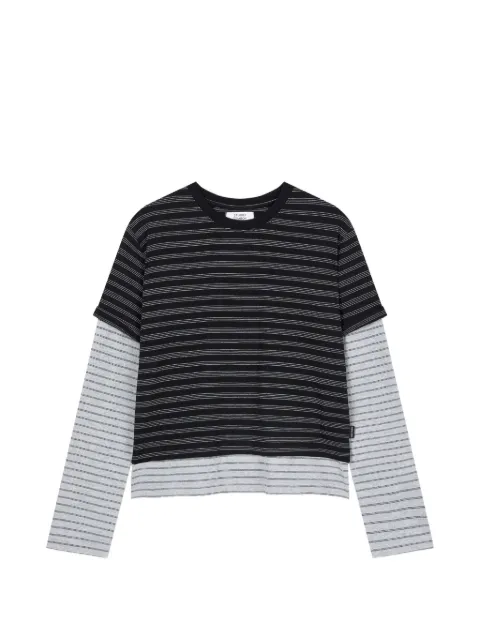 TOMBOY striped layered long-sleeve cotton T-shirt
