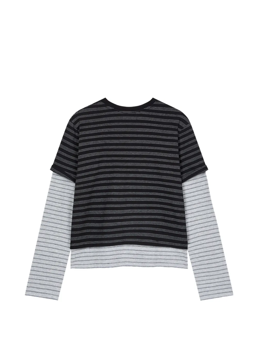 TOMBOY Gestreept gelaagd katoenen T-shirt met lange mouwen Zwart