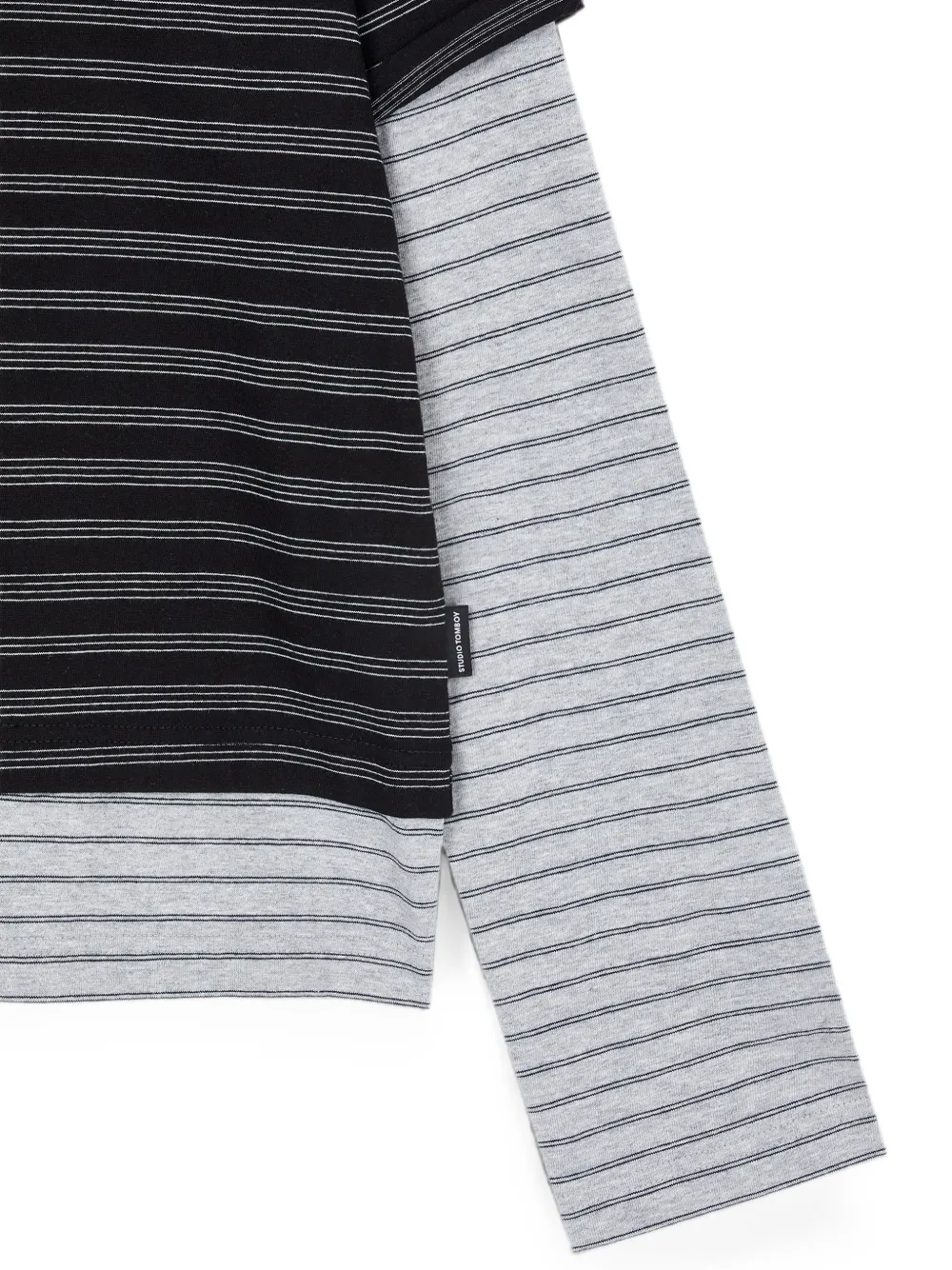 TOMBOY Gestreept gelaagd katoenen T-shirt met lange mouwen Zwart