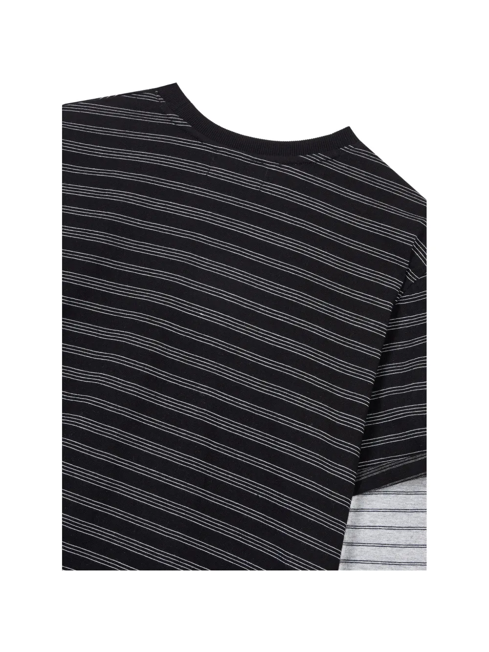 TOMBOY Gestreept gelaagd katoenen T-shirt met lange mouwen Zwart
