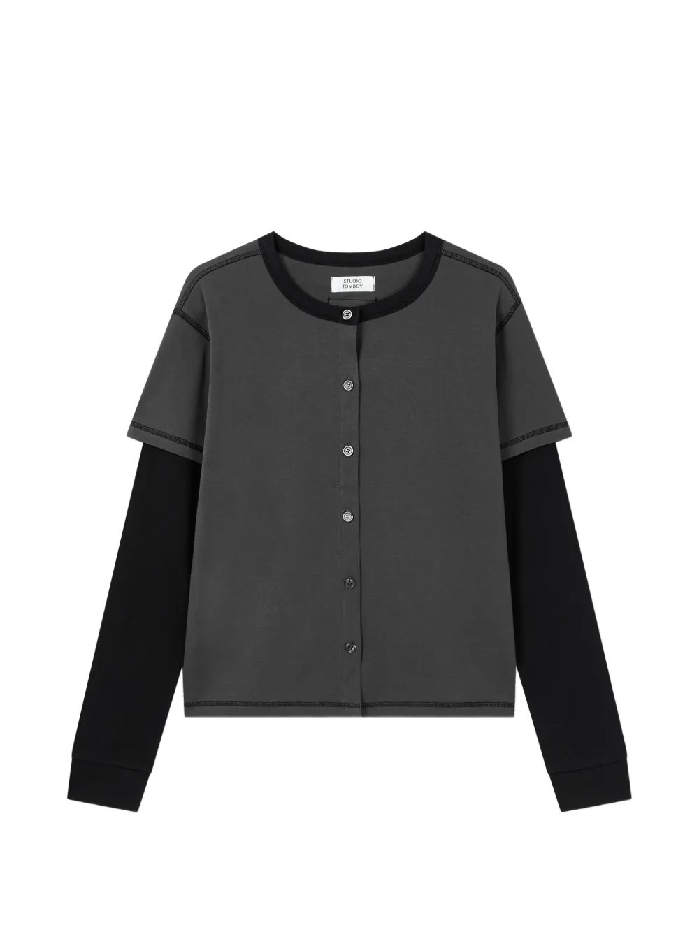 TOMBOY layered button-down long-sleeve cotton sweatshirt - Grau