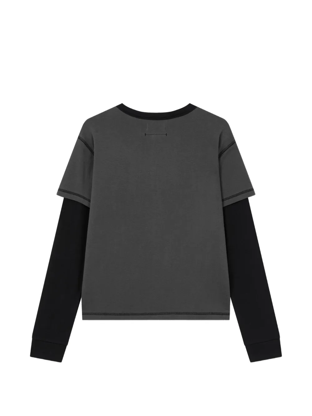 TOMBOY Gelaagde button-down sweater met lange mouwen en katoenen print Grijs