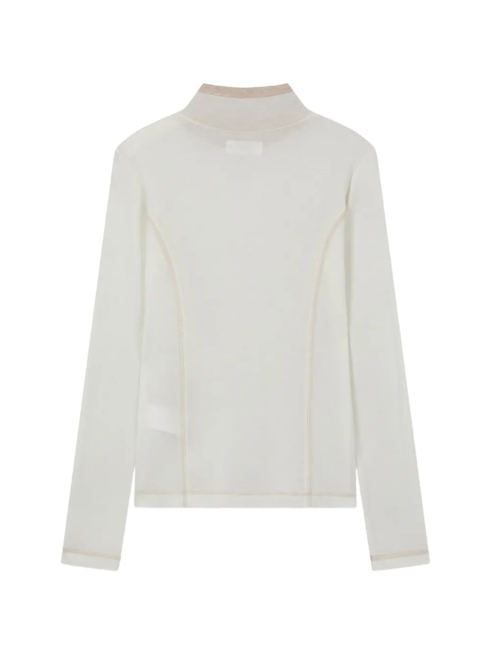 TOMBOY T-shirt met hoge hals en lange mouwen en knoopdetails Beige