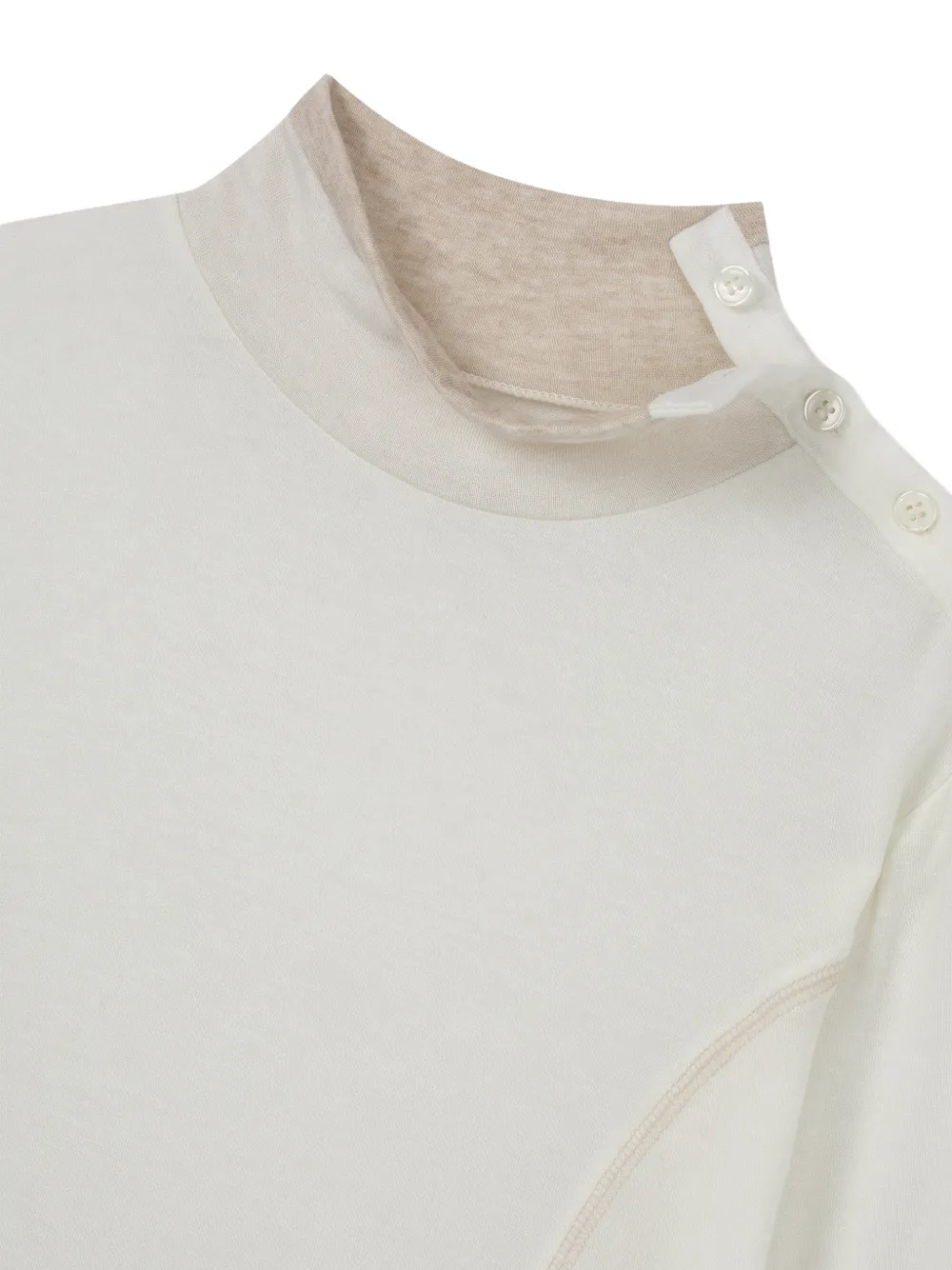 TOMBOY T-shirt met hoge hals en lange mouwen en knoopdetails Beige