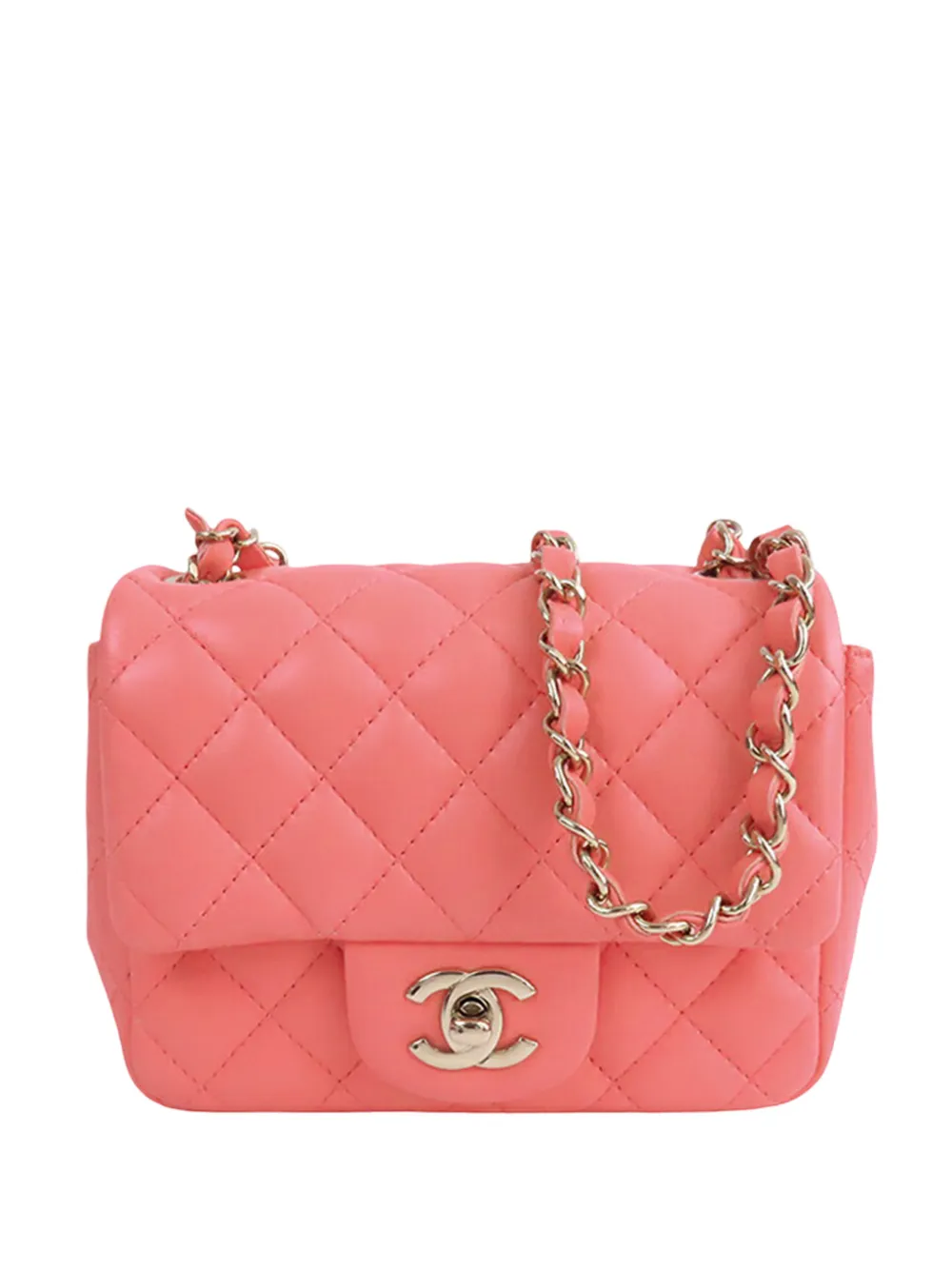 CHANEL Pre-Owned 2021-2026 Mini Square Classic Lambskin Single Flap crossbody bag - Pink