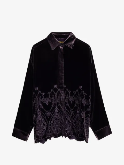 MOMONÌ chemise Frey en velours à broderies